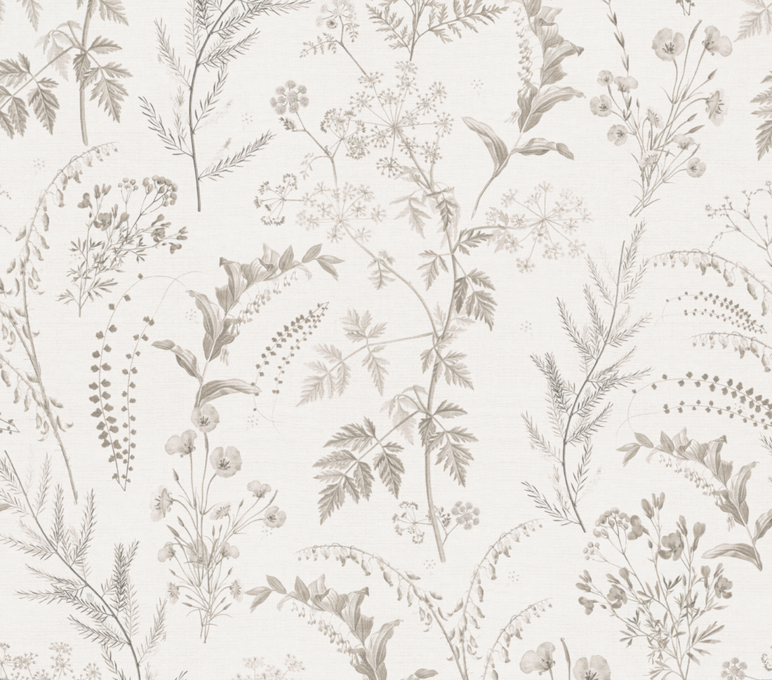 Winsome Floral Removable Wallpaper in Taupe, Sage-Green, White