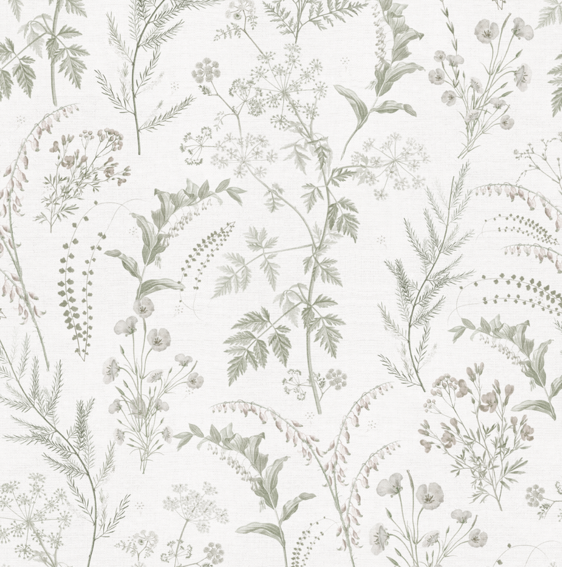 Winsome Floral Removable Wallpaper in Taupe, Sage-Green, White