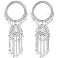Stylish white pearl hanging chain bangles for women, elegant ethnic wrist jewelry