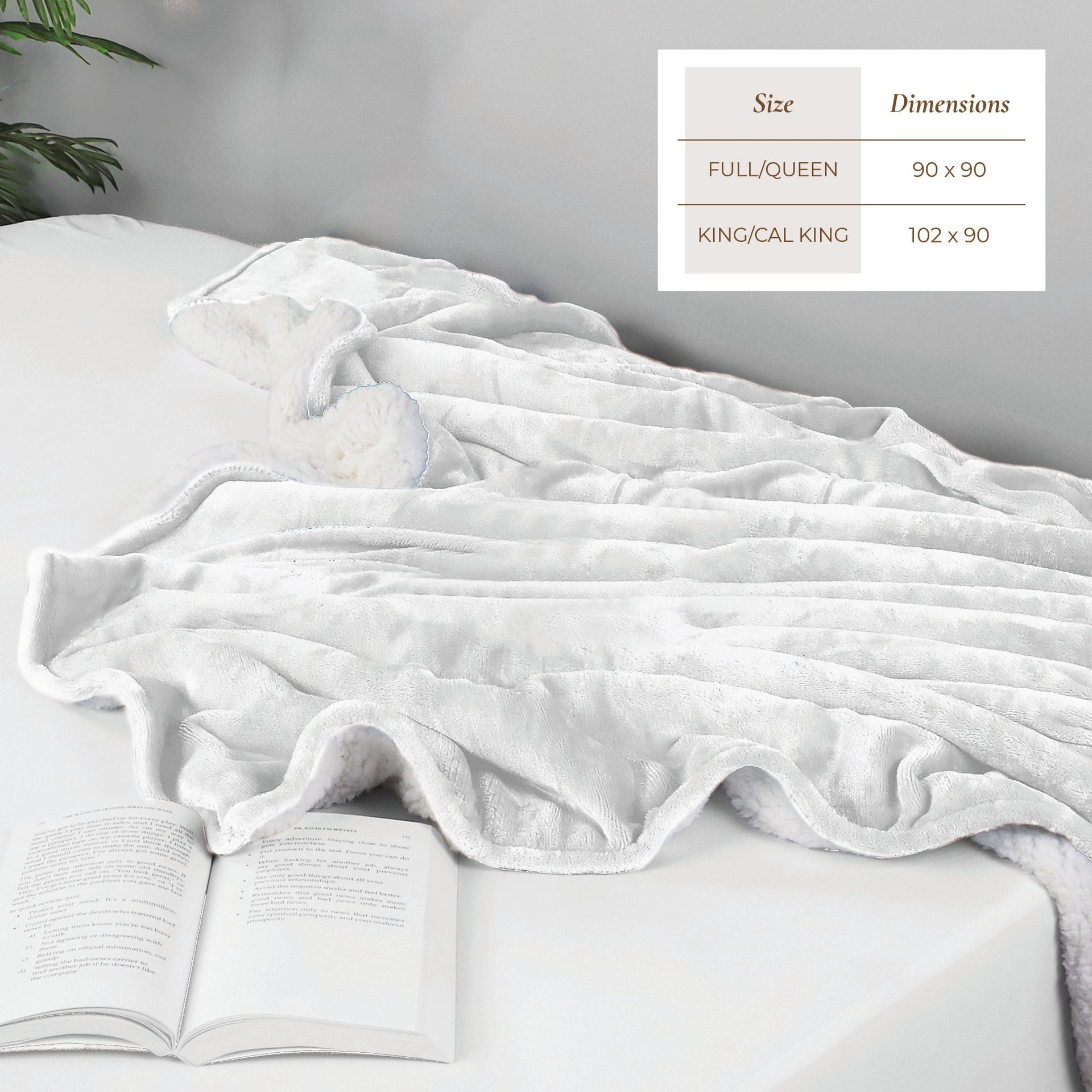 White Velvet Plush Sherpa Reversible Bed Blanket Ultra Soft - Image 3