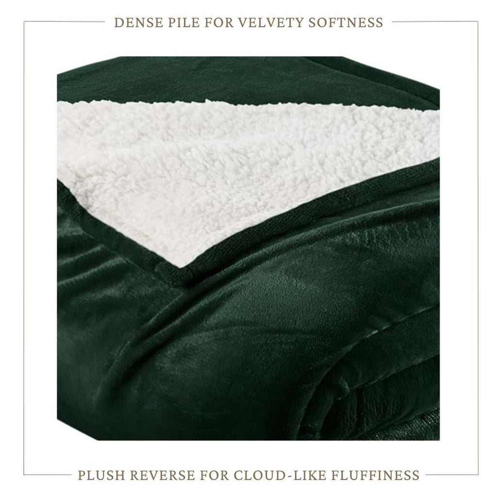 White Velvet Plush Sherpa Reversible Bed Blanket Ultra Soft