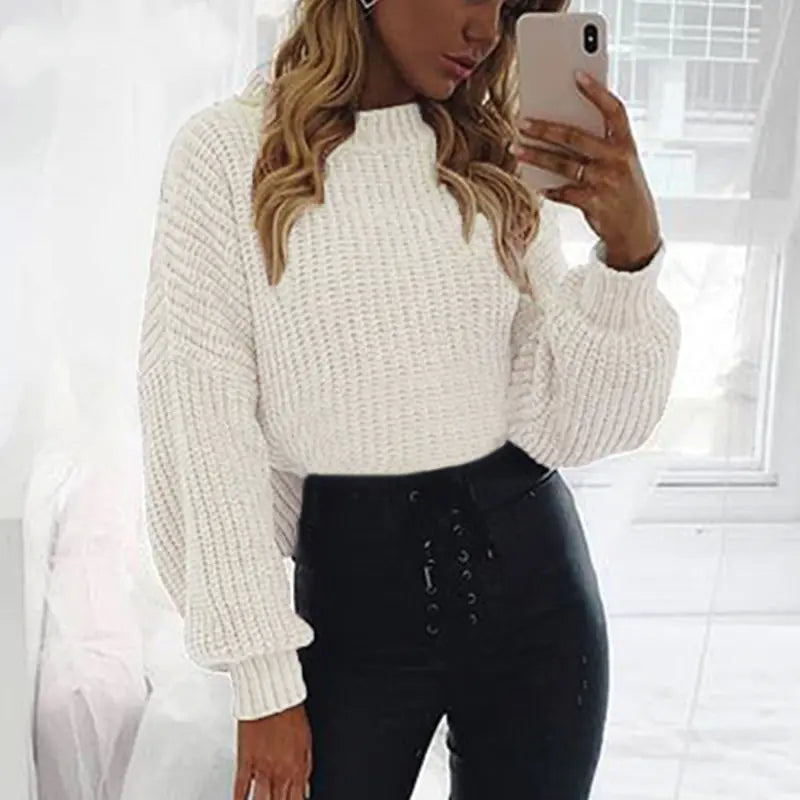 Women's Pink Long Sleeve Ribbed Knit Pullover Sweater - Image 7