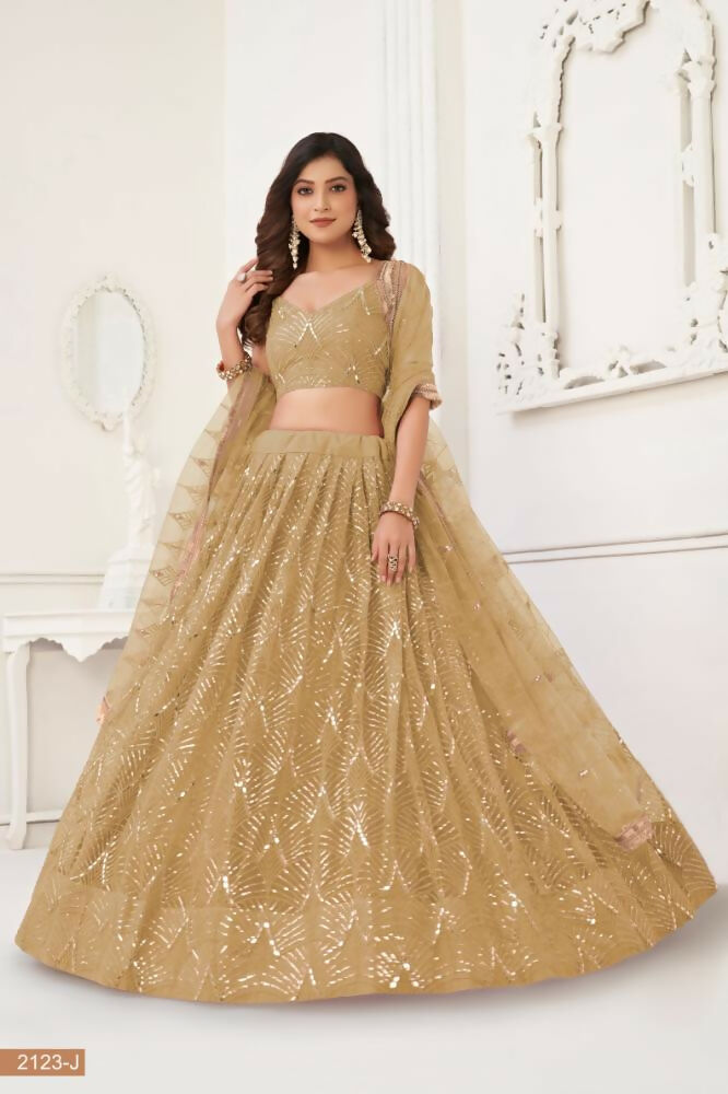 Chiku Butterfly Net Lehenga with Mirror and Tone-to-Tone Embroidery