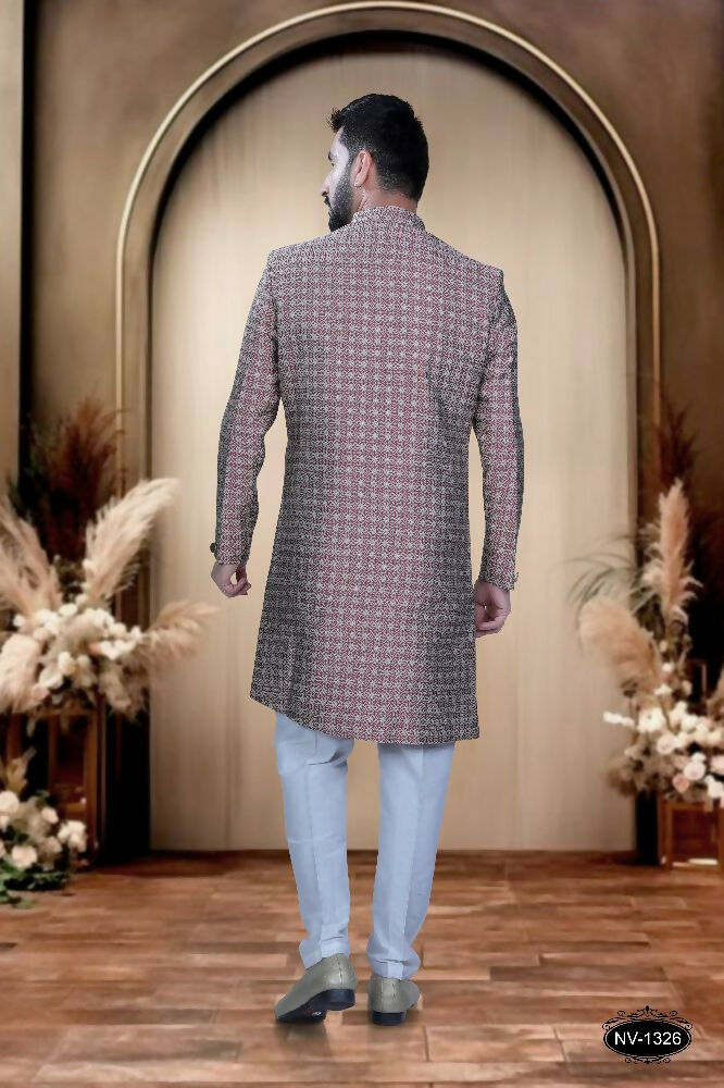 Red Brocade Kurta Pyjama Set for Boys Ethnic Wear