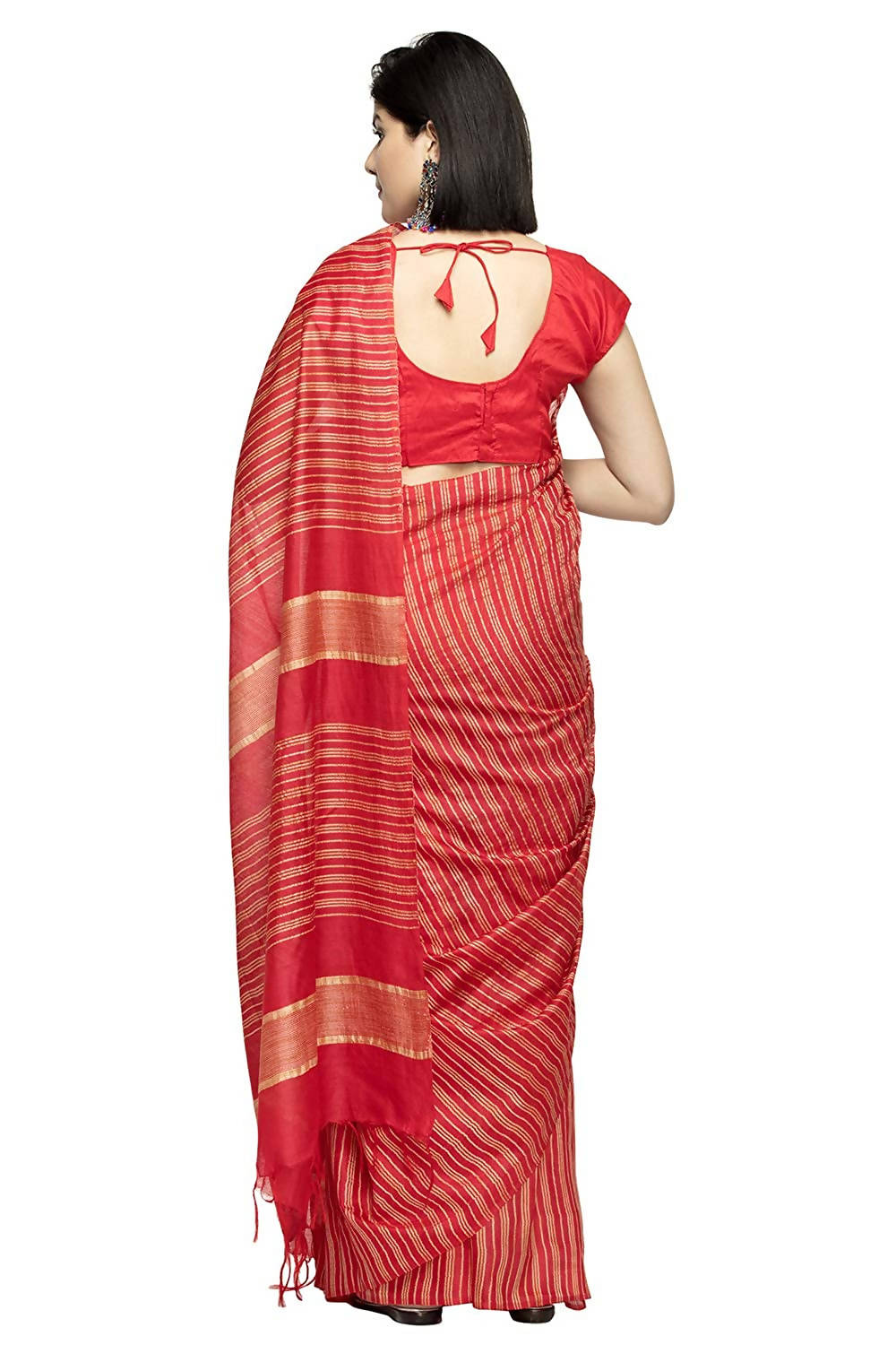 Red Bhagalpuri Saree with Matching Blouse Piece for Party Wear