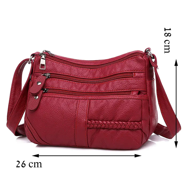 Chic Multi-Layer Soft Leather Shoulder Bag for Women