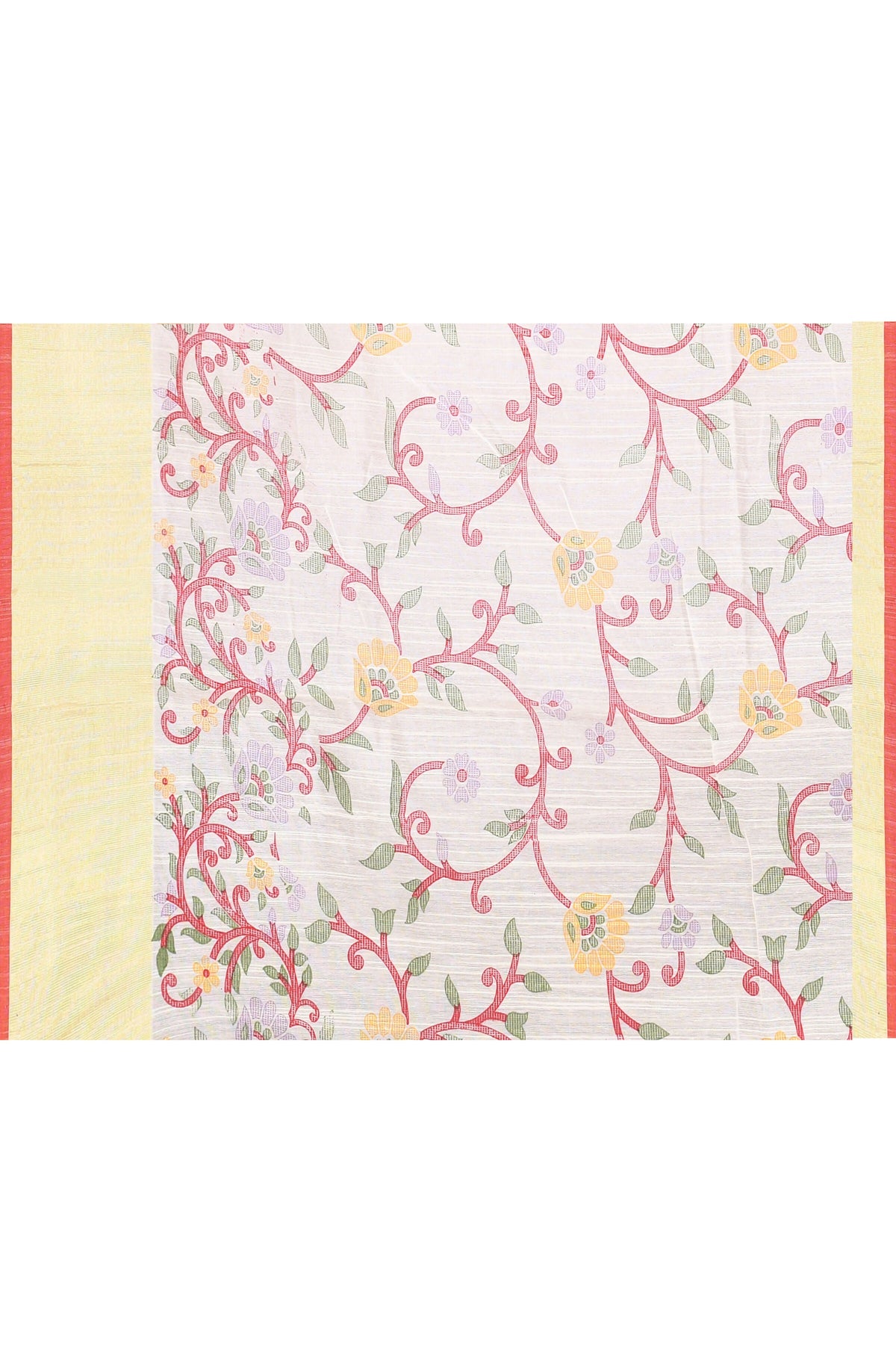 Women's White Embellished Printed Saree in Comfortable Cotton Blend