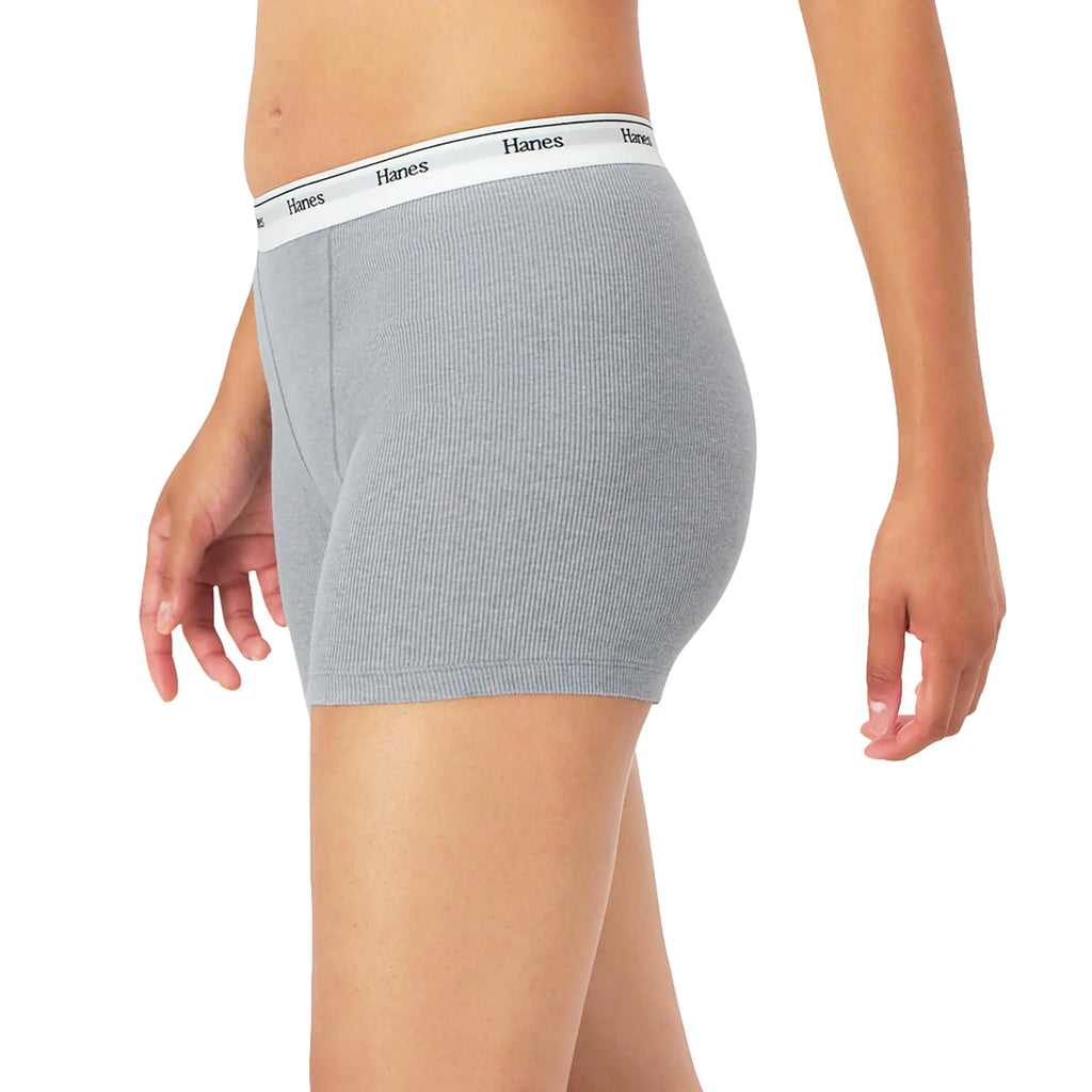 Hanes Womens Mid-Thigh Boxer Brief Pack, Stretch Cotton Underwear, 4-Pack Small Fashion Color Mix