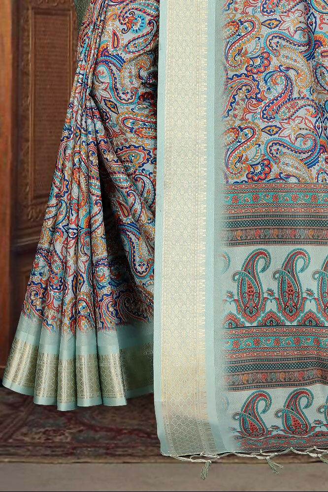 Multi Heavy Rich Cotton Silk Digital Print and Jacquard Saree