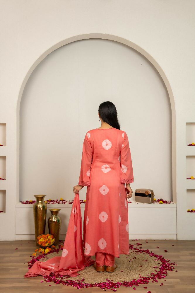 Pink Tie & Dye Cotton Suit Set for Elegant Style