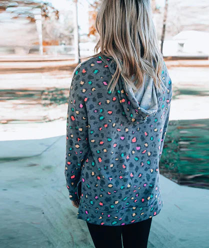 Women's Leopard Print Hooded Sweatshirt