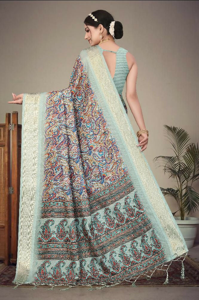 Multi Heavy Rich Cotton Silk Digital Print and Jacquard Saree
