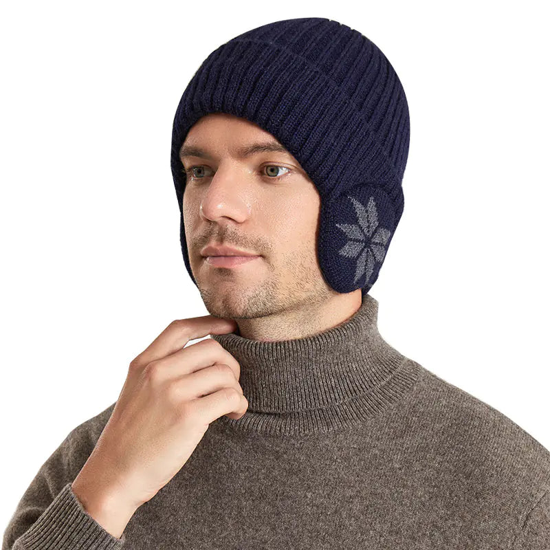 Winter Knit Beanie with Ear Protection for Men and Women