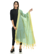 Lightweight sky blue handloom cotton dupatta, perfect for a subtle ethnic look.