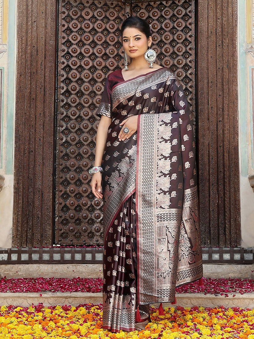 Red Silk Saree with Matching Blouse Piece