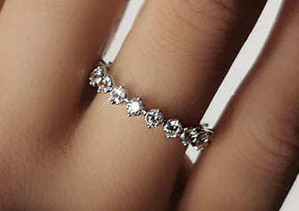 Spring Qiaoer 925 Silver Diamond Wedding Ring for Women