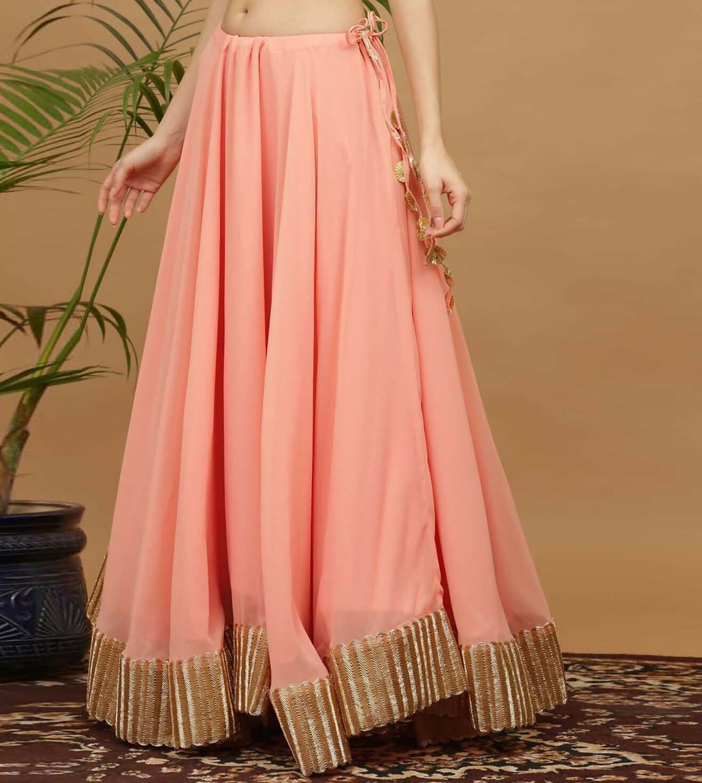Lite Beige Georgette Lehenga Set Ethnic Wear