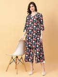A stylish black cotton printed co-ord set featuring hand-work details.