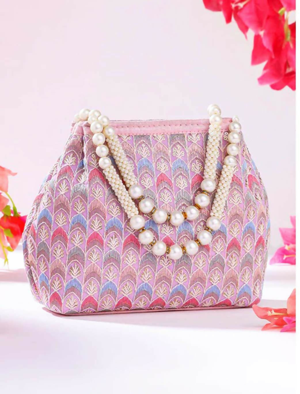 Traditional green synthetic potli handbag for wedding ethnic wear