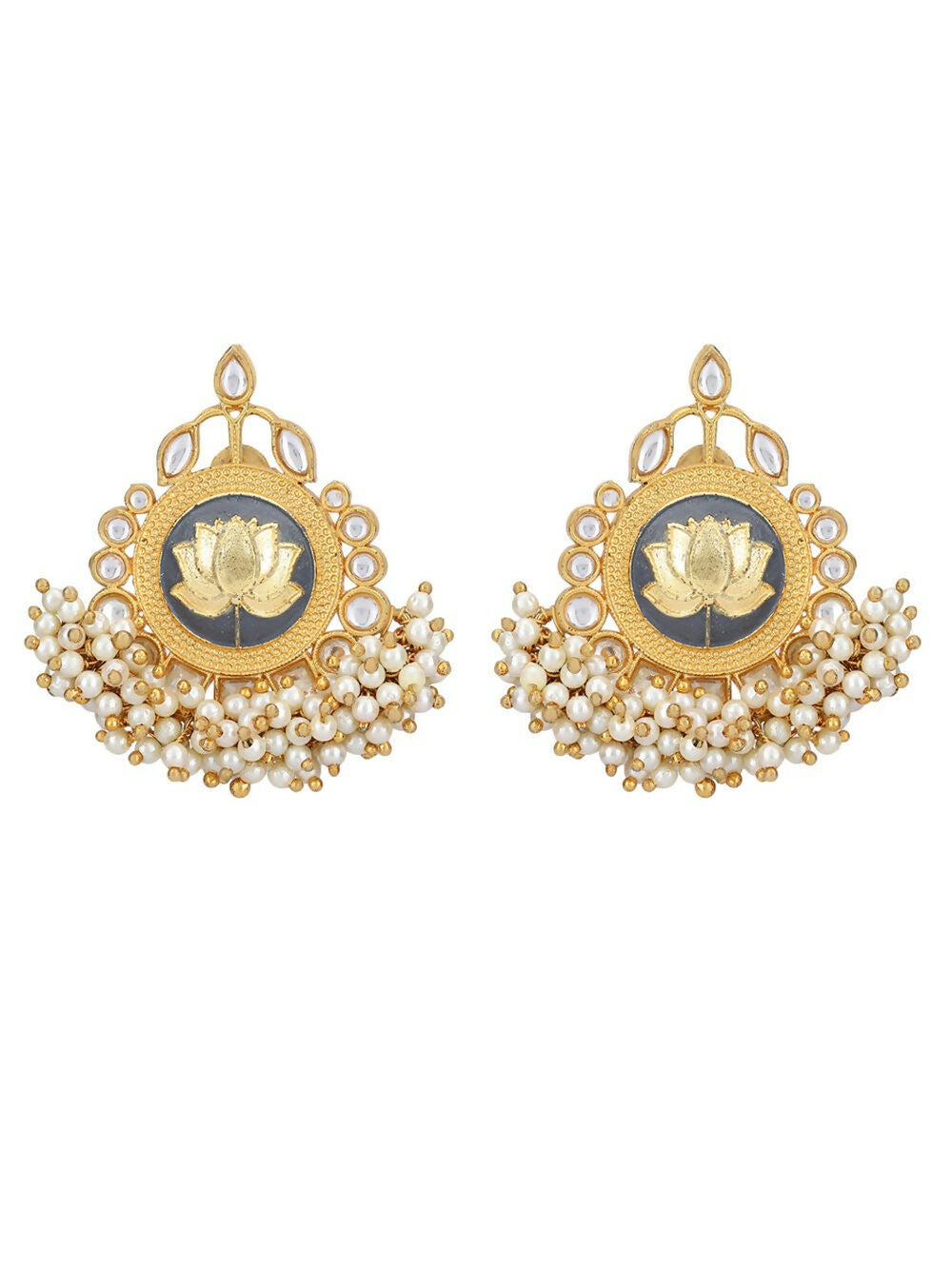 Joban Fashion Women Lotus Style Matte Gold Earrings