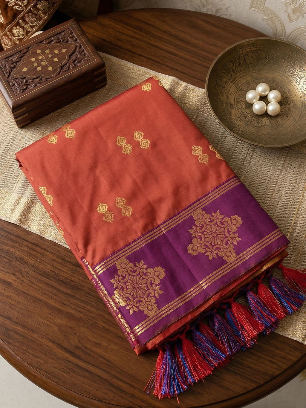 Orange Soft Silk Saree with Matching Blouse Piece