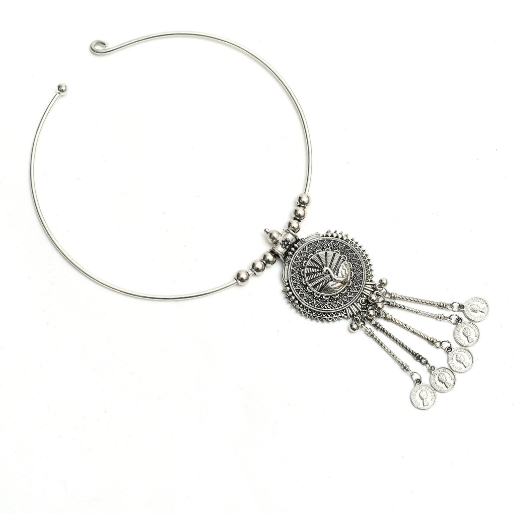 Hasli Design Oxidised Silver-Plated Choker Necklace