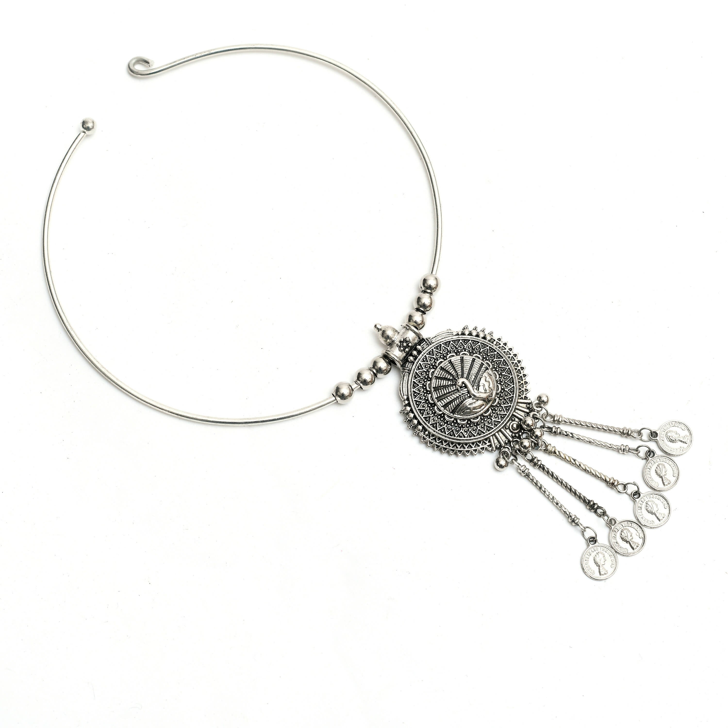 Hasli Design Oxidised Silver-Plated Choker Necklace