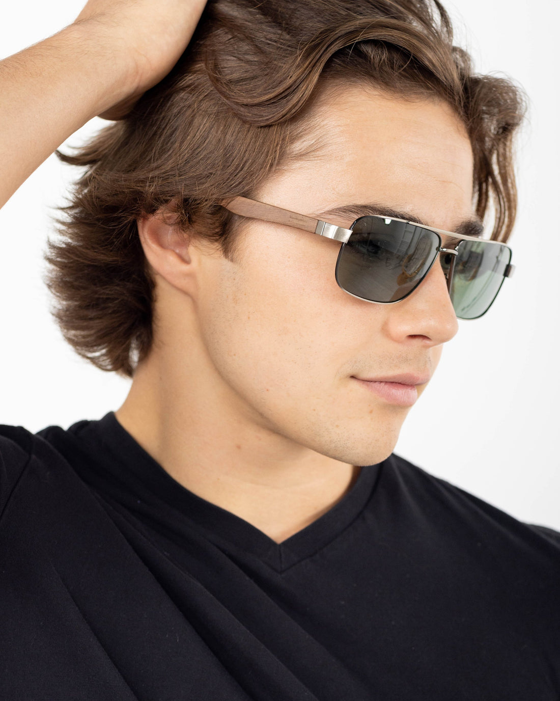 James Metal & Wood Sunglasses - Modern Rectangular Men's Frames