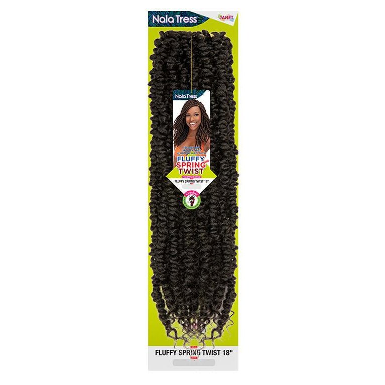 Janet Collection Nala Tress 18-inch fluffy spring twist hair extensions in a natural style