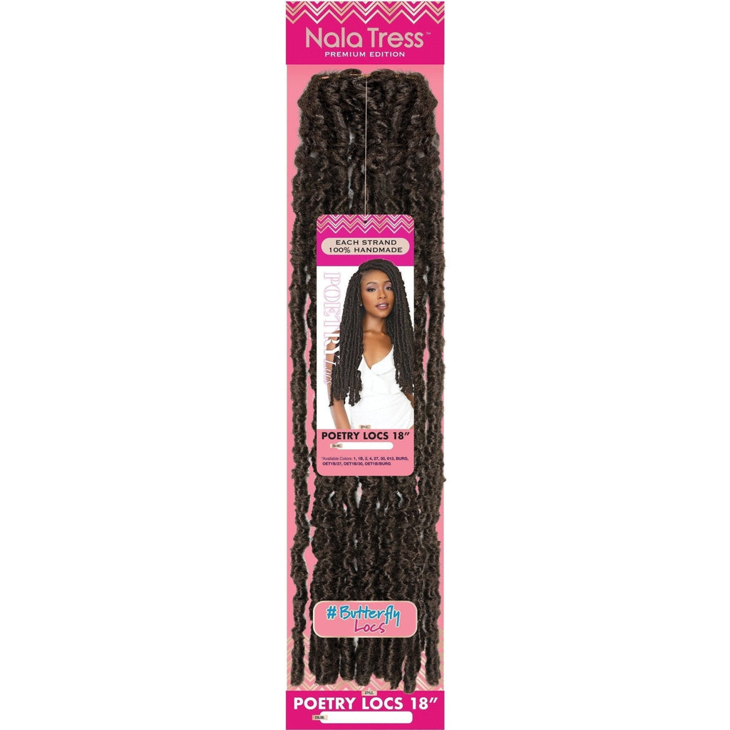 Janet Collection Nala Tress 18 inch Poetry Locs in black, bohemian protective style