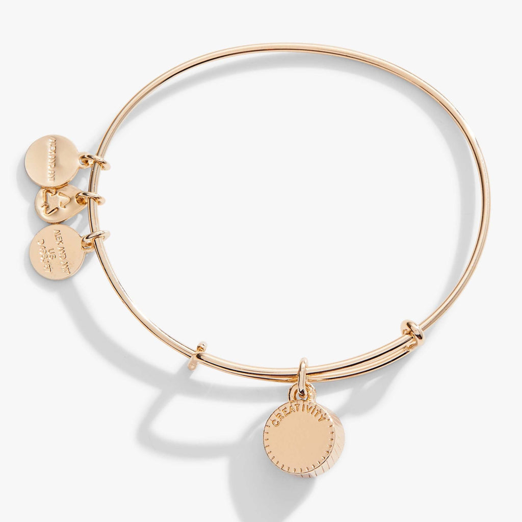 January Birthstone Charm Bangle in Silver with Scarlet Crystal