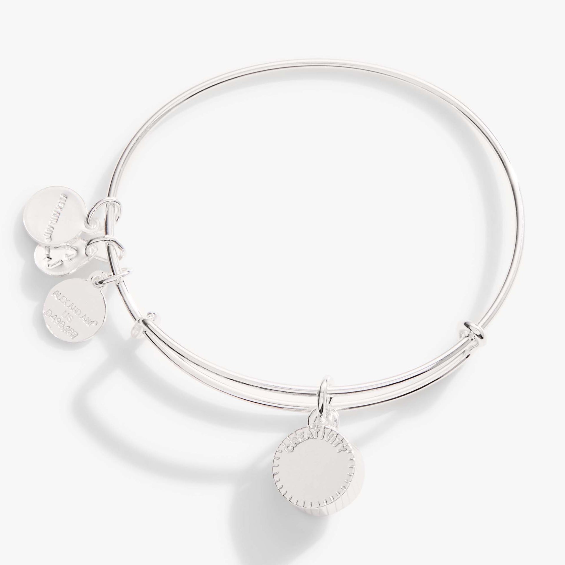 January Birthstone Charm Bangle in Silver with Scarlet Crystal