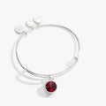 Silver-tone January birthstone charm bangle with a bold scarlet red crystal