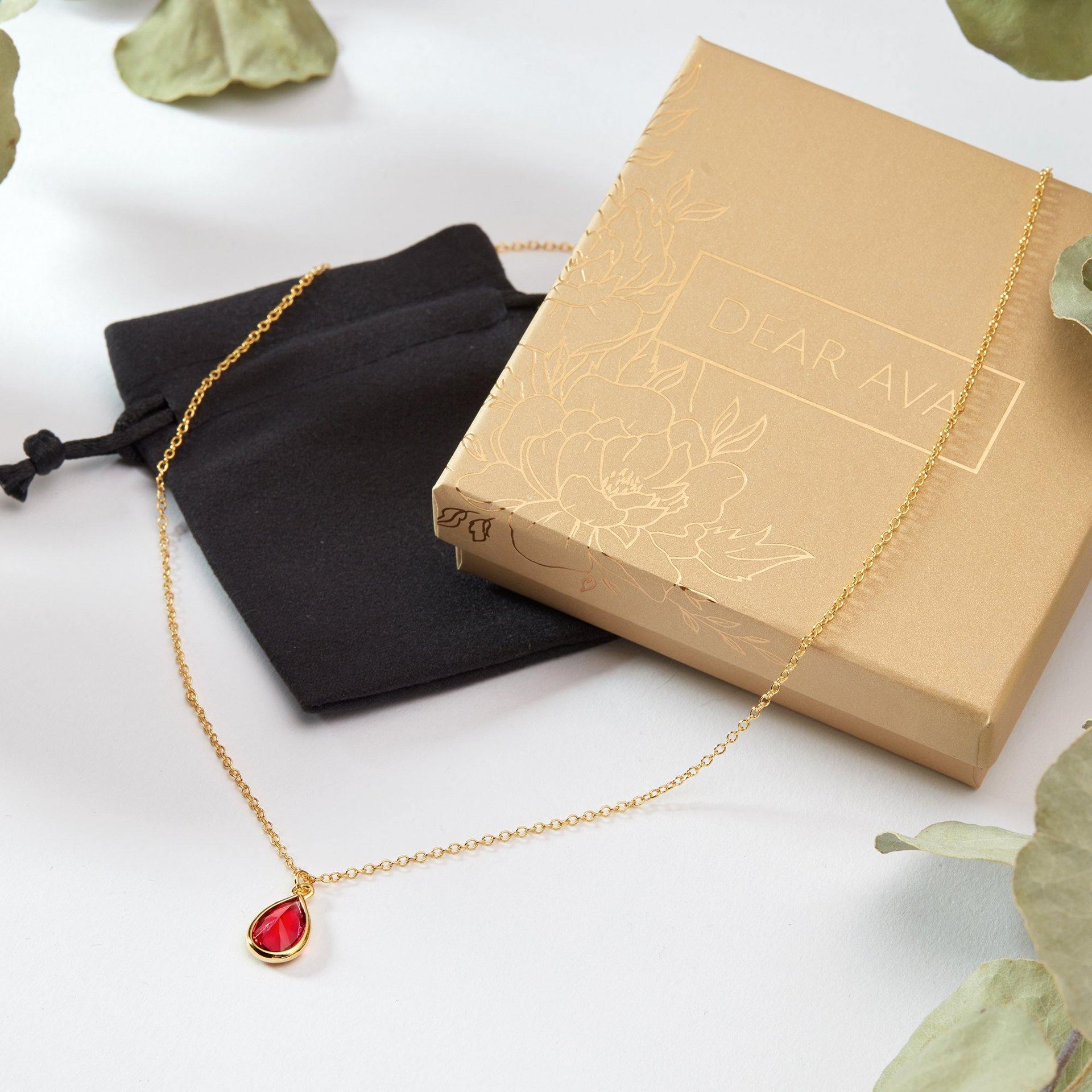 January Birthstone / Garnet Crystal Charm Necklace