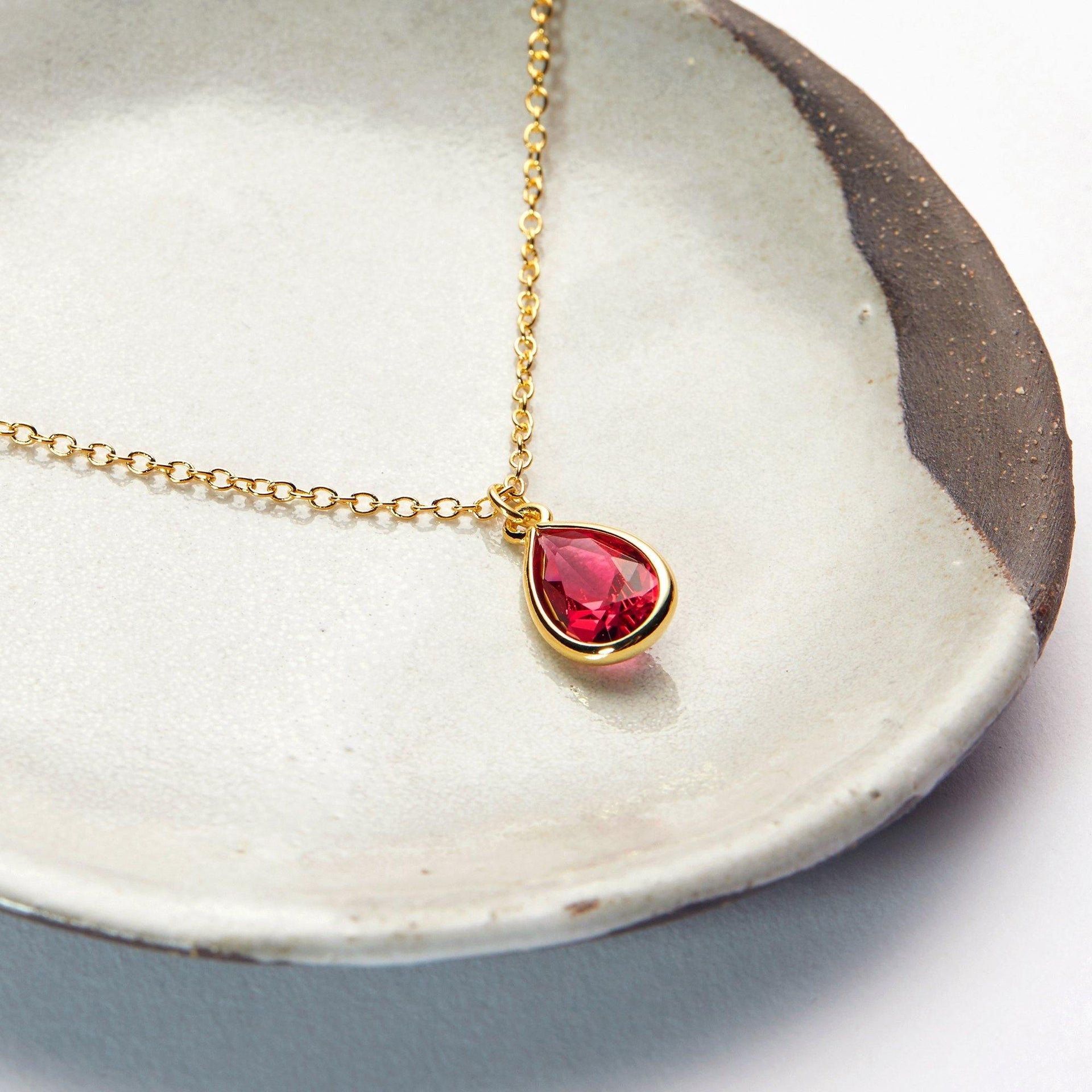 January Birthstone / Garnet Crystal Charm Necklace