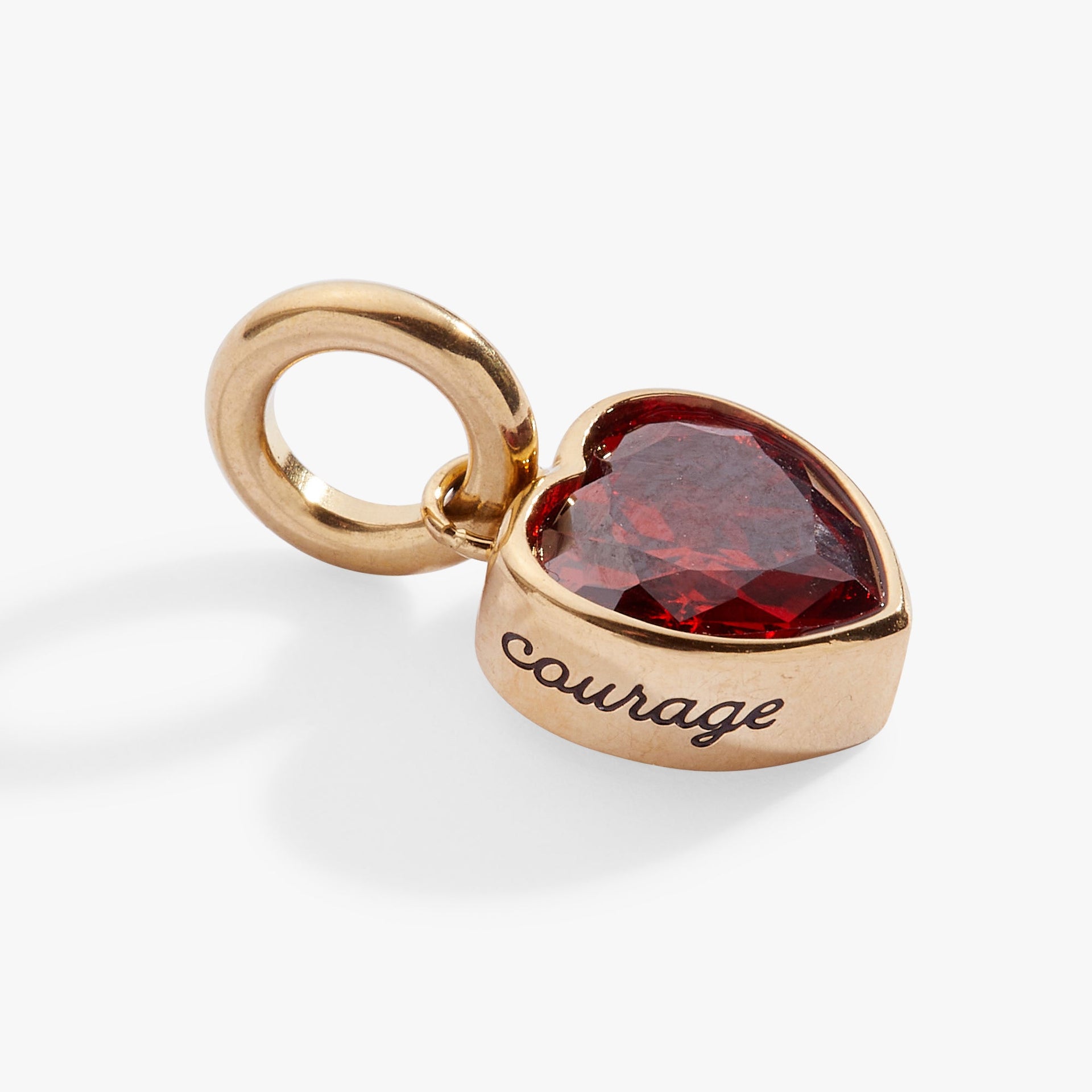 January Birthstone Heart Charm with Courage Etching