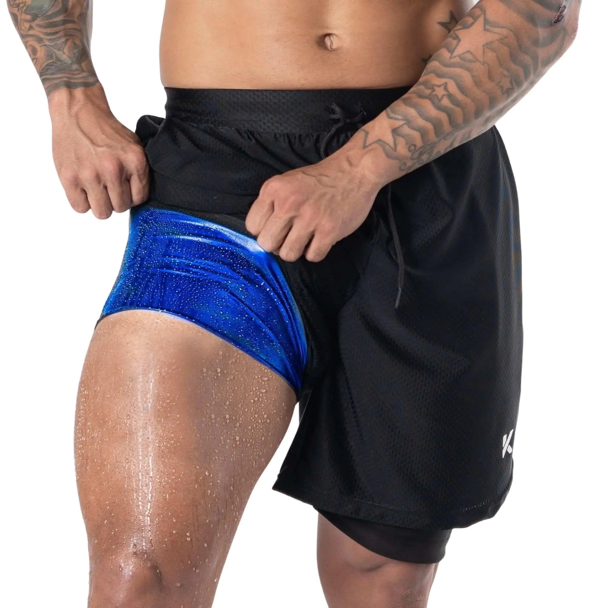 Kewlioo Mens Sauna Shorts - Heat Trapping 2-in-1 Double Layer Sauna Suit Shorts - Compression Training Gym Athletic Workout Shorts Pants for Men (Black Medium)