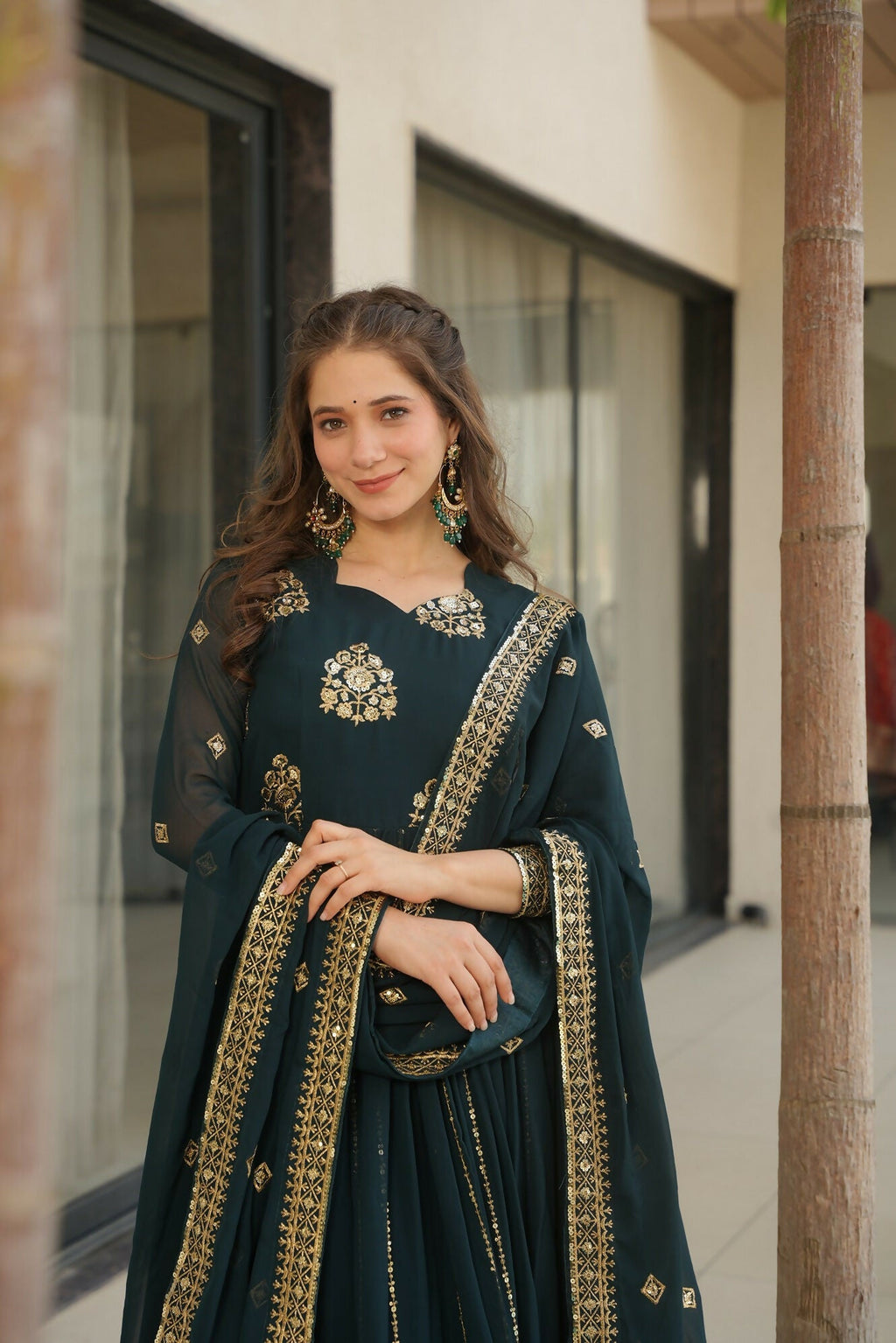 Joban Fashion Rama Georgette Sequence Embroidery Work Kurta Set