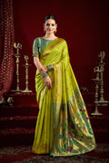Joban Fashion Mustard Green Paithani Silk Blend Butti Saree