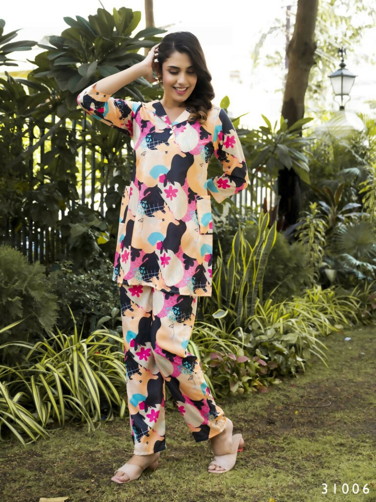 Multi Muslin Cotton Co-ord Set for Women - Manya Digital Print