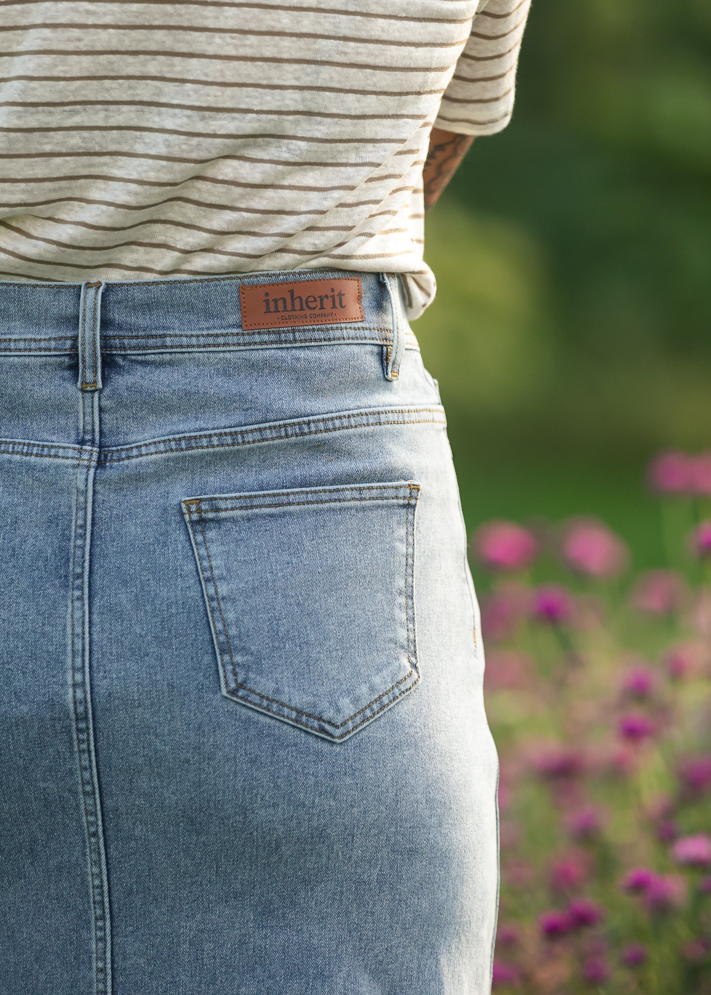 Jessa Light Blue A-Line Denim Maxi Skirt | High-Rise