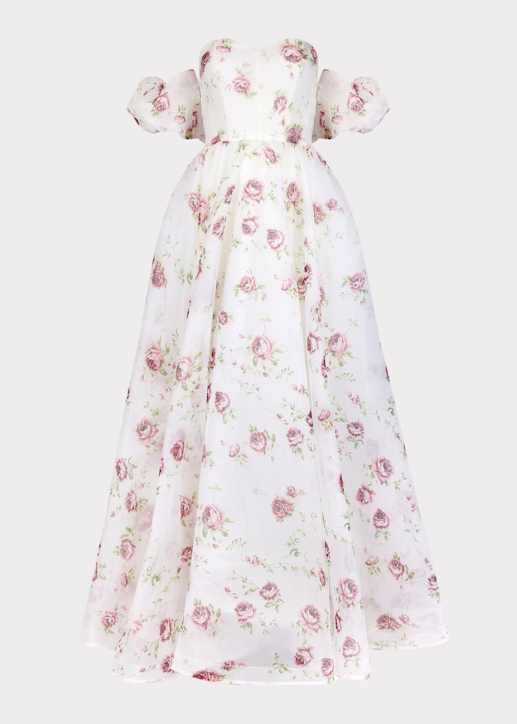 White Off the Shoulder Puff Sleeve Maxi Dress for Garden Parties