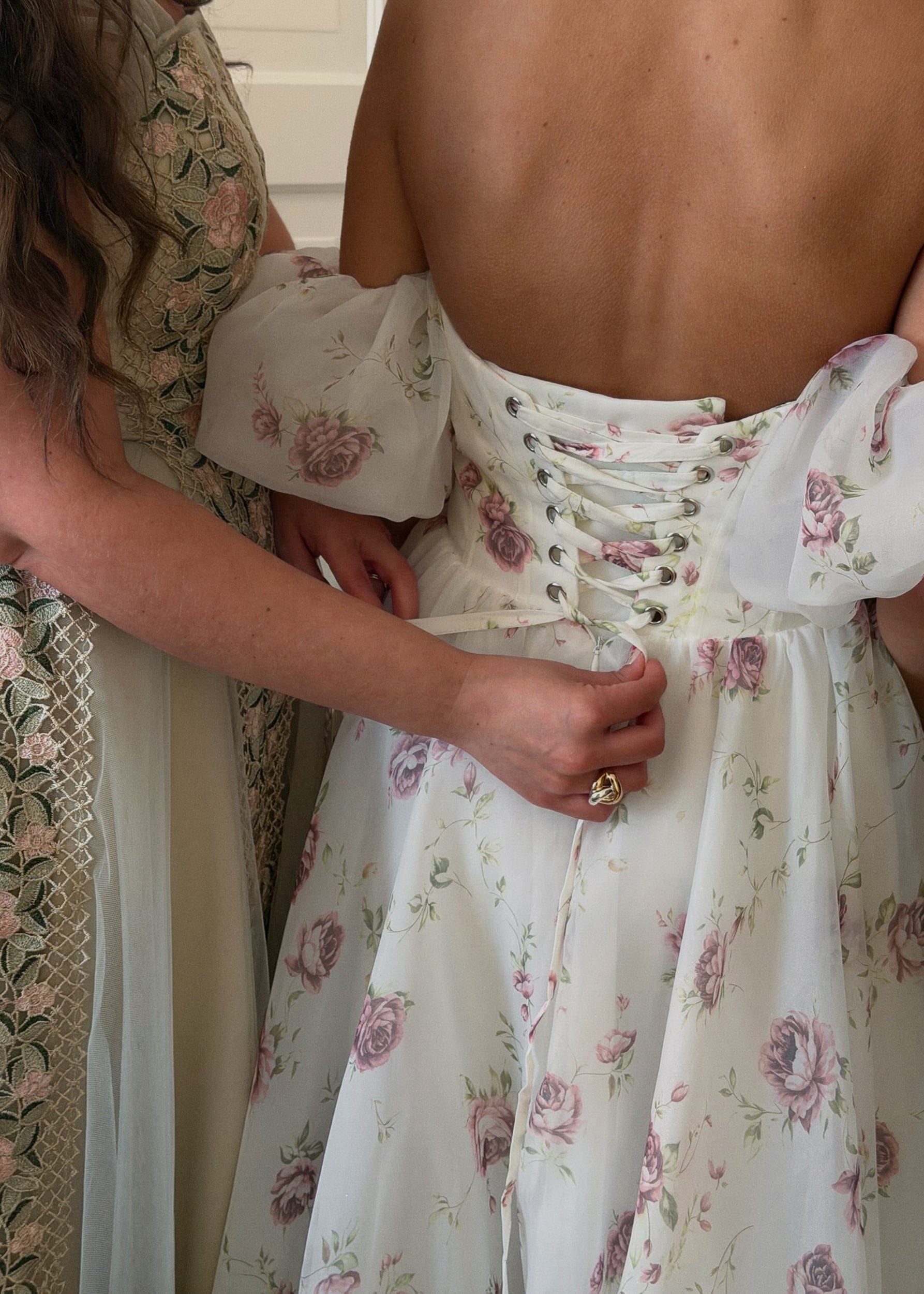White Off the Shoulder Puff Sleeve Maxi Dress for Garden Parties