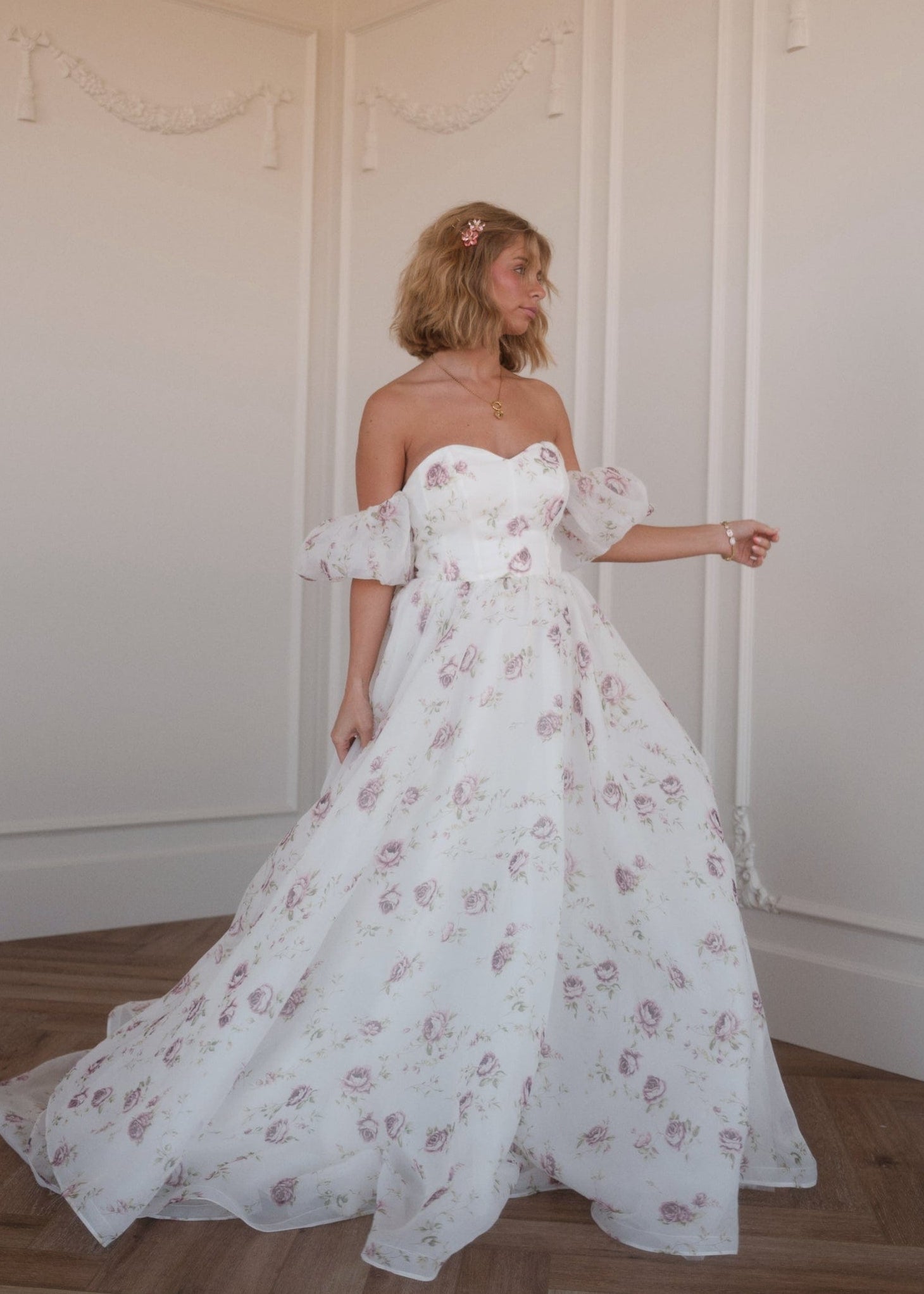 White Off the Shoulder Puff Sleeve Maxi Dress for Garden Parties