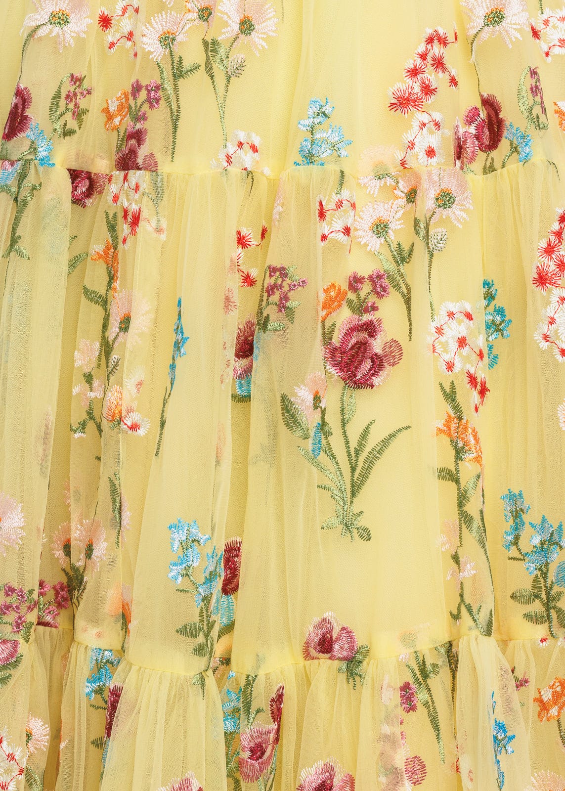 Margaret Yellow Floral Embroidered Midi Dress with Tie Shoulders - Image 8