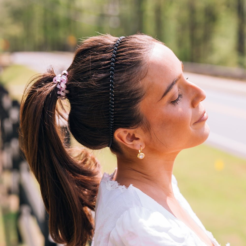 Jet Black No-Slip Spiral Headband for All-Day Hair Styling