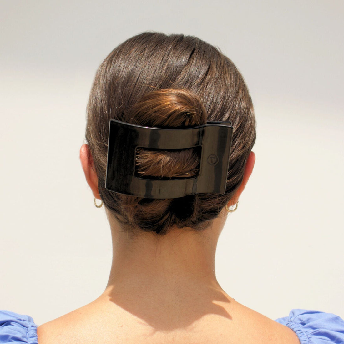 Jet Black Large Flat Rectangle Hair Clip for Elegant Styling