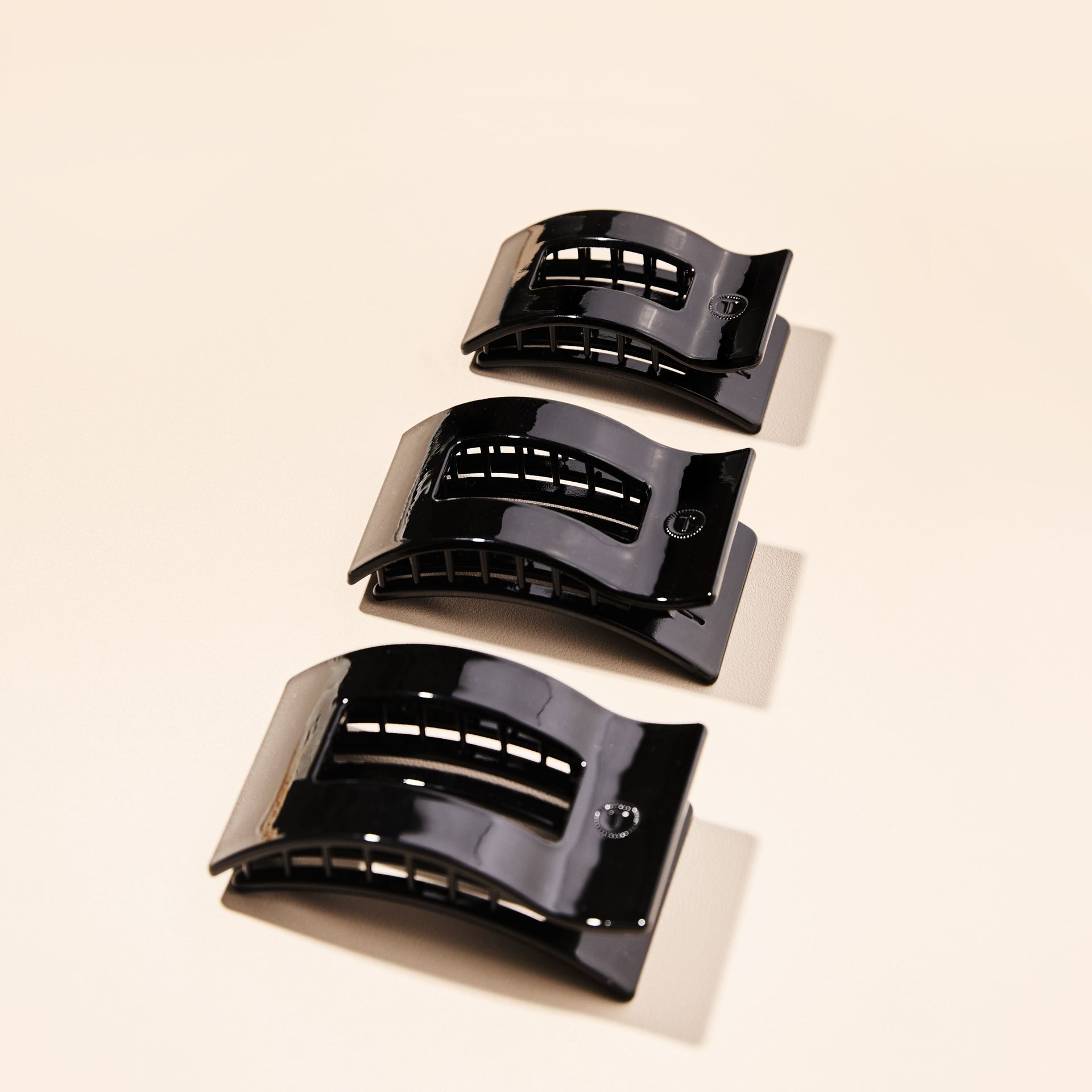 Jet Black Large Flat Rectangle Hair Clip for Elegant Styling