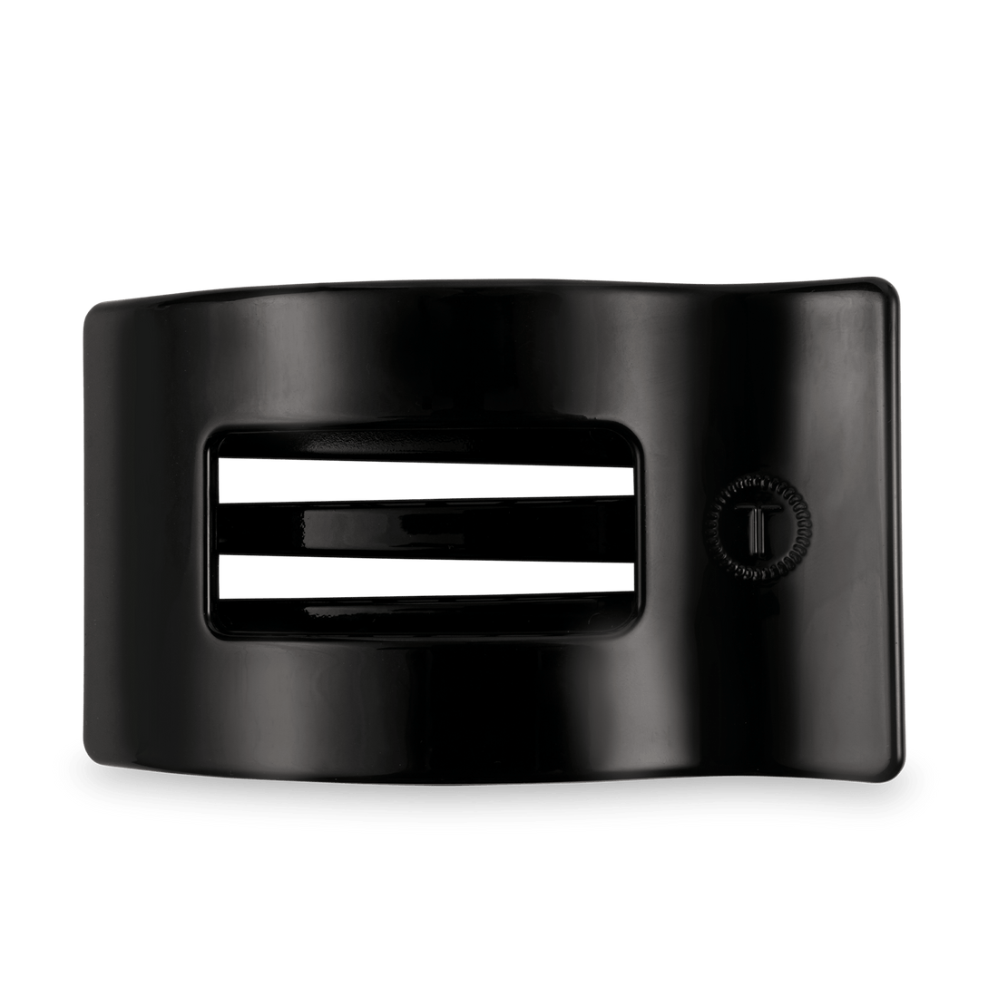 Large jet black flat rectangle hair clip