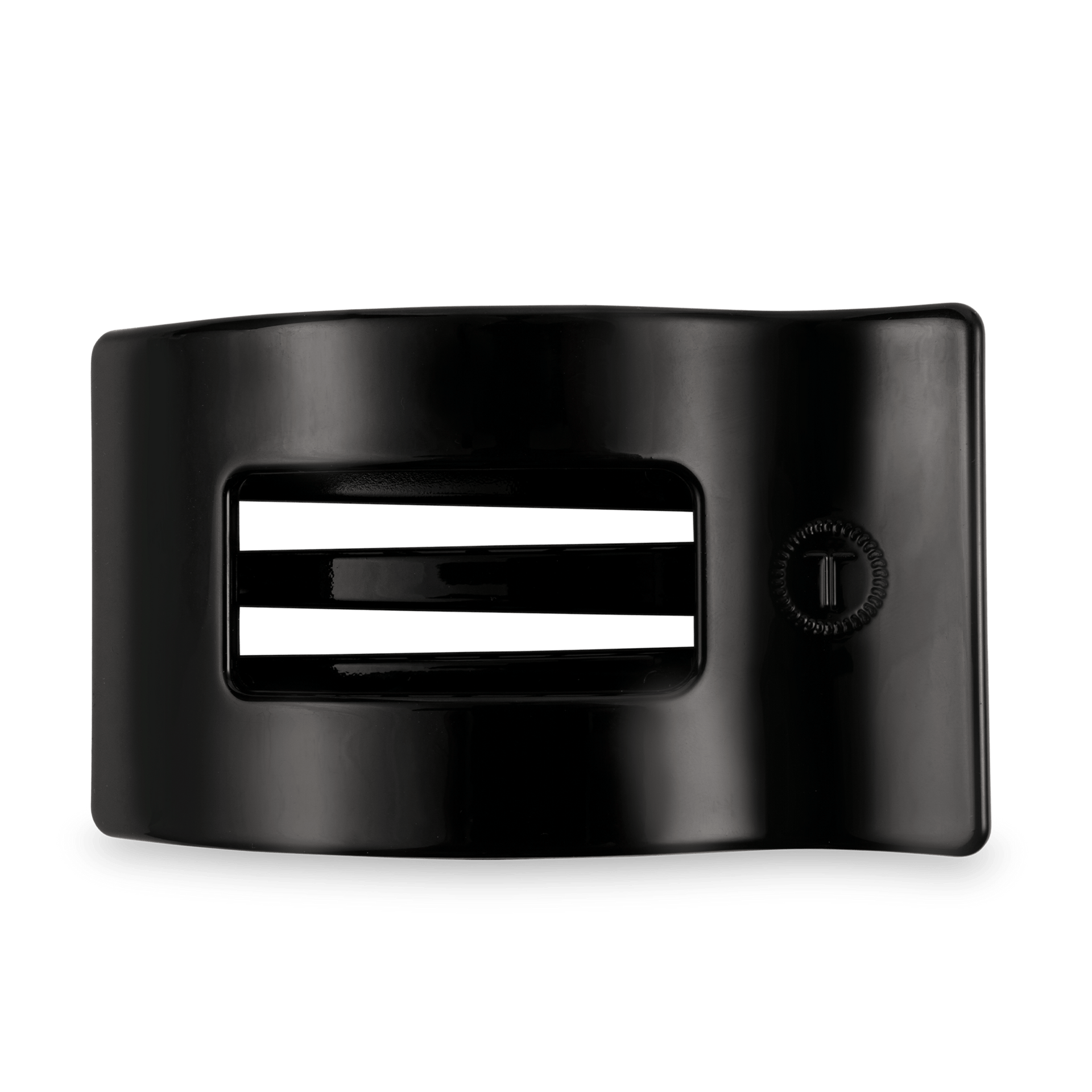 Large jet black flat rectangle hair clip